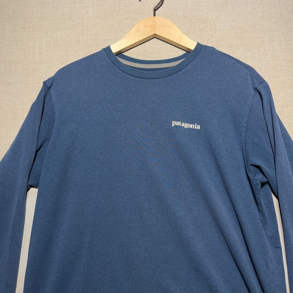 Patagonia Shirt Men M Blue LS 38517 P-6 Line Logo Ridge Outdoor Hiking